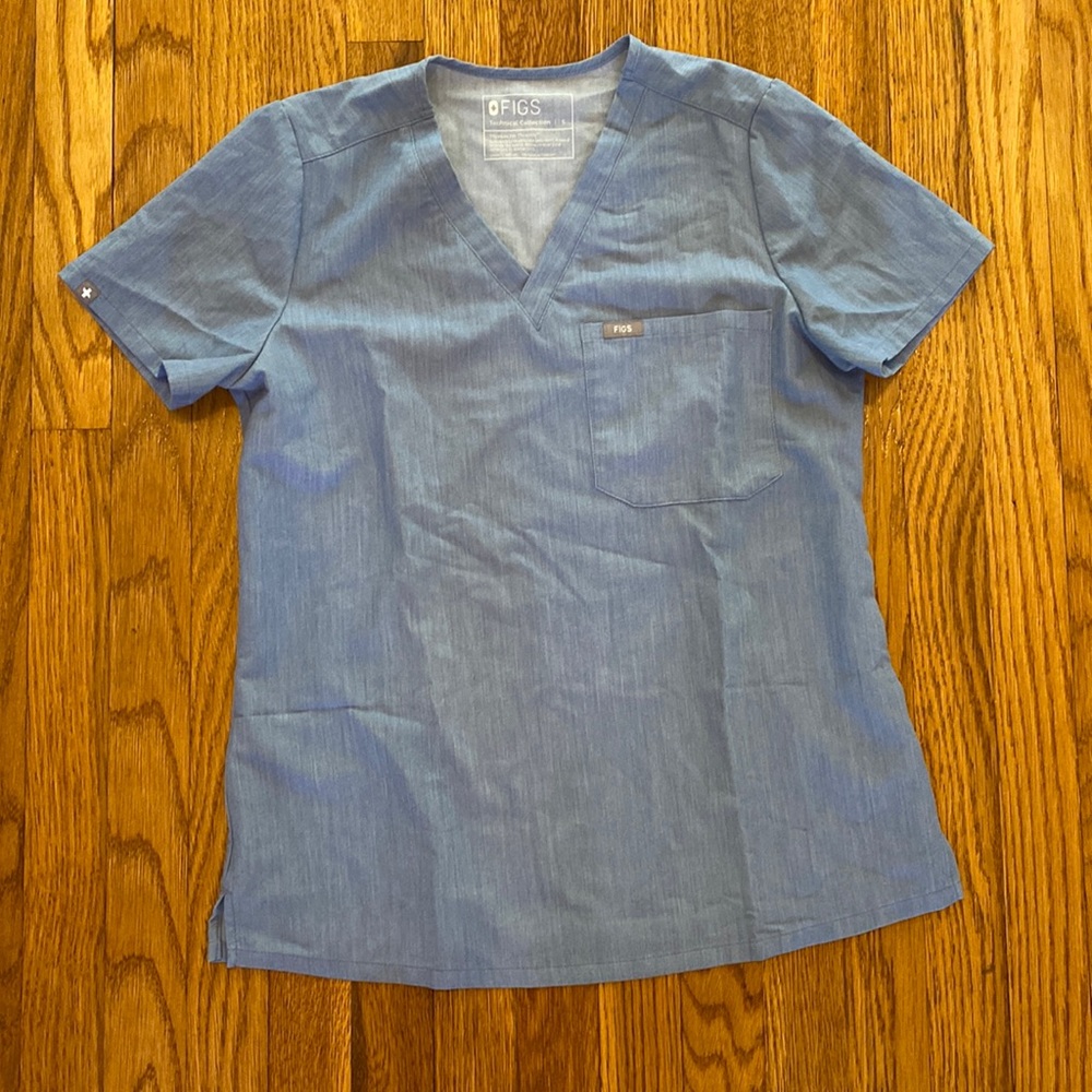 Figs Caterina Scrub Top in Heathered Indigo size Small